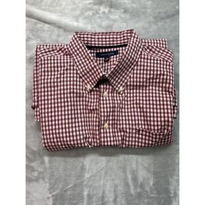 Tommy Hilfiger Mens Sz XXL Long Sleeve Button Up Designer Shirt Red Check Plaid